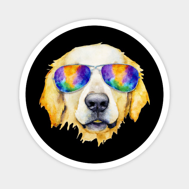 Golden Retriever Wearing Glasses Magnet by Whiskers and Tees